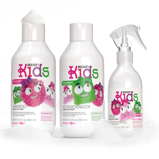 La Poción Kit Sin Enredos - Shampoo y Acondicionador para Niños + Spray Anti-Nudos – Hidratación, suavidad y desenredo sin jalones