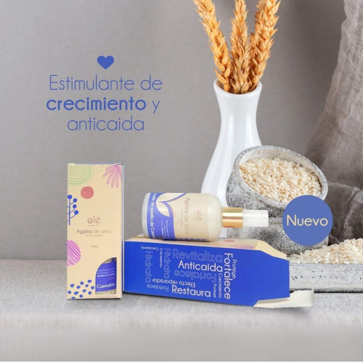 Kit de crecimiento capilar con arroz y coco para fortalecer, hidratar y dar brillo al cabello débil o con frizz.