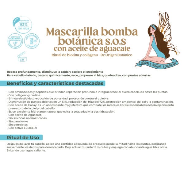 Cabello hidratado, sin frizz y con brillo tras el uso de la mascarilla capilar
