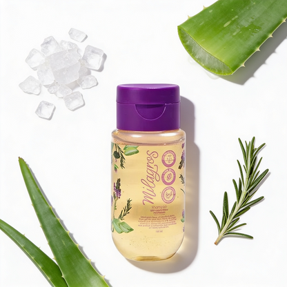Milagros Beauty Ultra Nutritive Shampoo Mini — 100% Natural Aloe Vera Crystals, Rosemary & Hydrolyzed Keratin | Daily Wash, Frizz Control, Growth & Shine | Salt-Free, All Hair Types