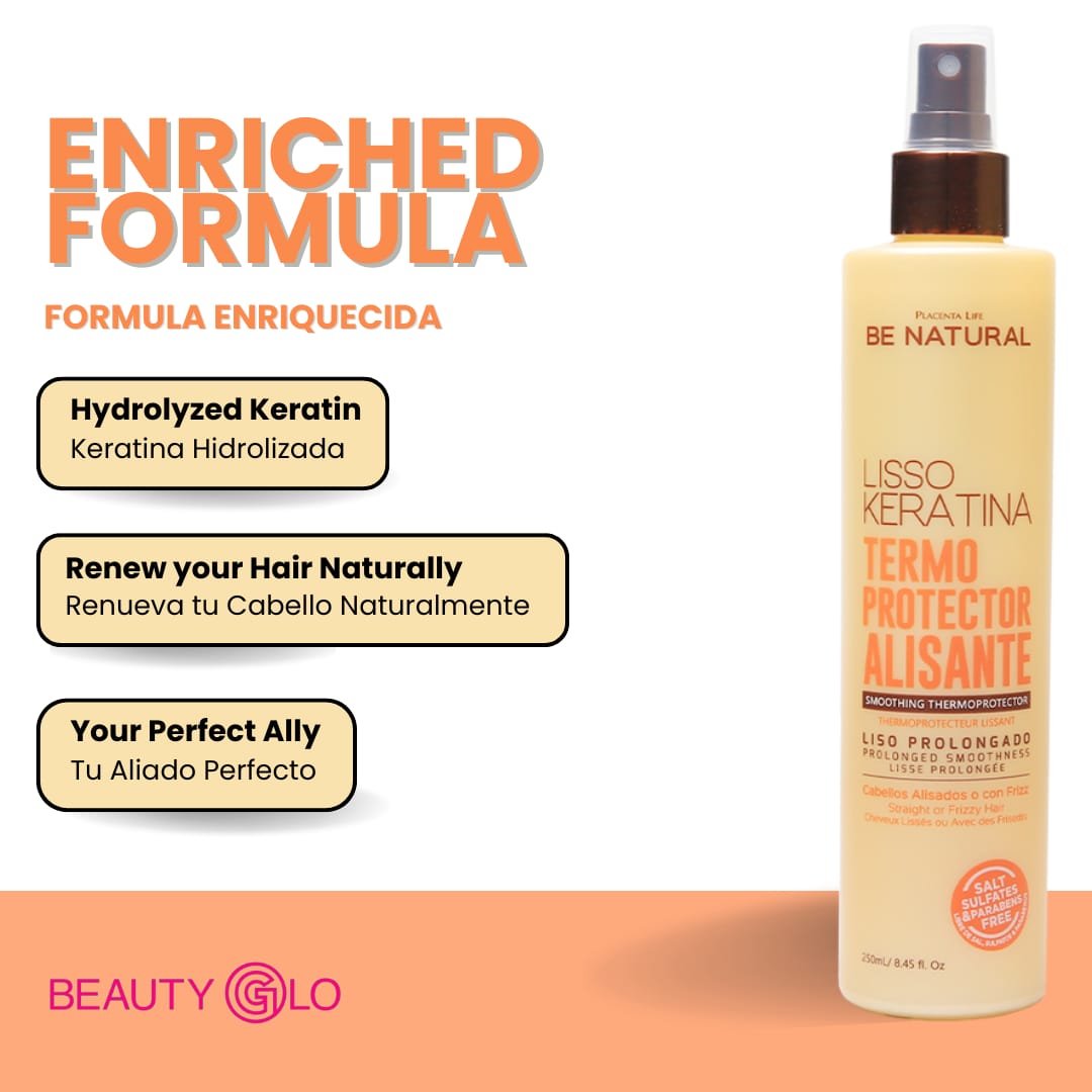 Be Natural Lisso Keratina Termo Termoprotector Alisante Termo