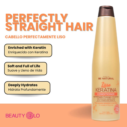 Be Natural Lisso Extra Smooth and Silky Hair - Acondicionador con Queratina 350 ML