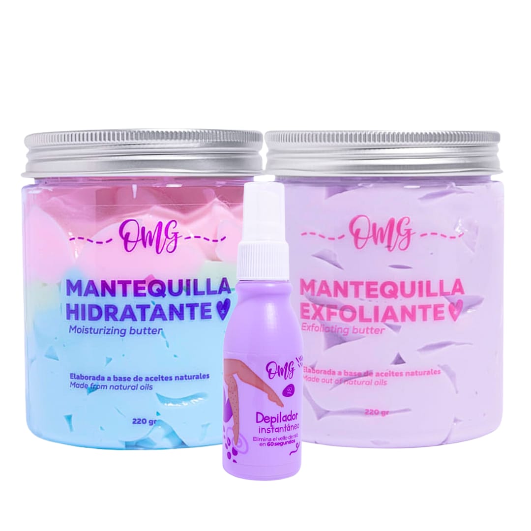 OMG Mantequilla Corporal Hidratante, Mantequilla Exoliante y Depilador instantaneo - Body Care Hair Removal