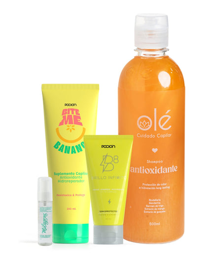 KIT Cabellos Procesados - La Pocion Bite Me, OLE Shampoo Antioxidante, La Pocion B8 Termoprotector y  Milagros Suero Revitalixante