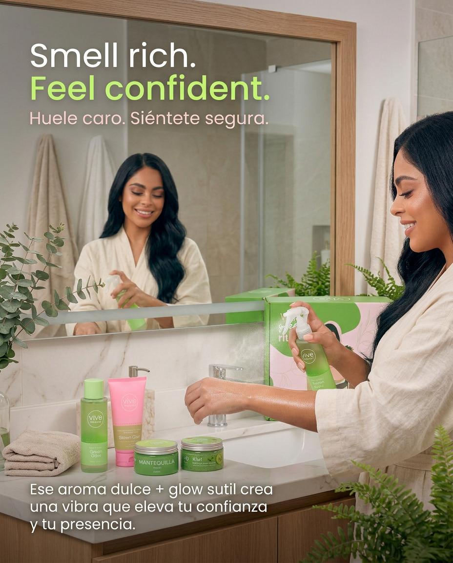 Vive Beauty Green Glow & Pear Body Care Collection – Body Lotion, Sugar Scrub, Body Butter, Shimmer Spray & Body Splash Set