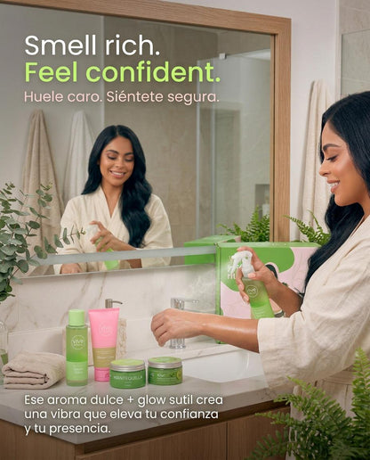 Vive Beauty Green Glow & Pear Body Care Collection – Body Lotion, Sugar Scrub, Body Butter, Shimmer Spray & Body Splash Set