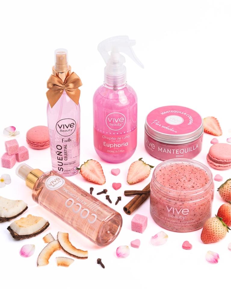 Vive Beauty Lilac Seduction Body Kit – Pure Seduction Body Butter, Strawberry Scrub, Coconut Oil, Euphoria Shimmer & Celestial Dream Mist