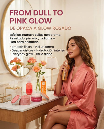Vive Beauty Pink Care Body Kit – 5 Piece Fruity Body Care Set with Strawberry Scrub, Body Butter, Orange Oil, Berry Shimmer & Golden Body Mist