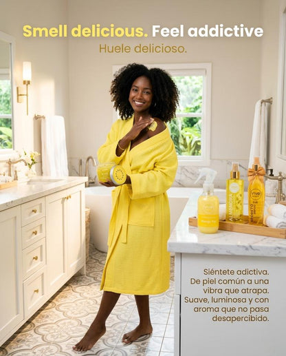 Vive Beauty Tropical Body Care Kit – Passion Fruit Scrub, Mango Butter, Almond Oil, Shimmer Splash & Golden Secret Mist Set