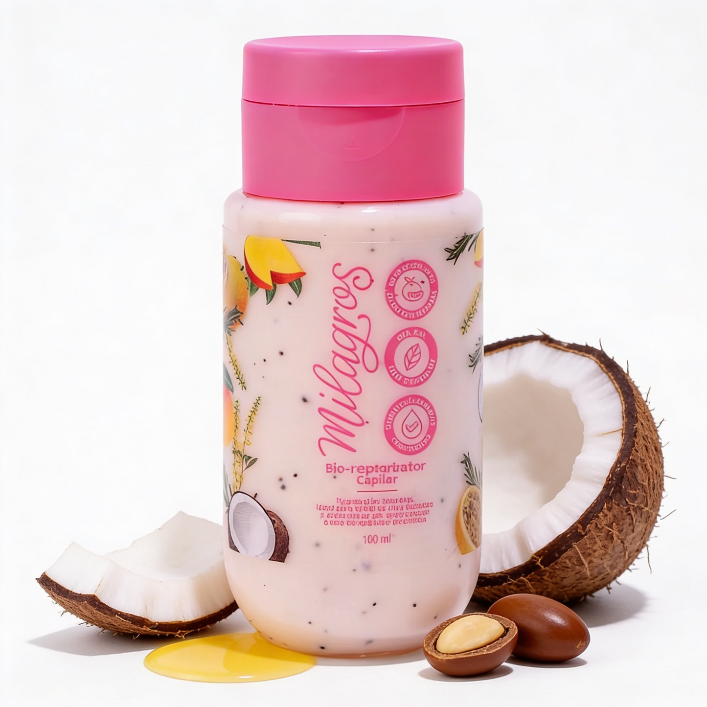 Milagros Beauty Bio-Repolarizing Hair Treatment Mini — Keratin, Argan Oil & UV Filter | Repairs Chemical Damage, Deep Hydration, Shine & Elasticity | Salt-Free, Dermatologically Tested