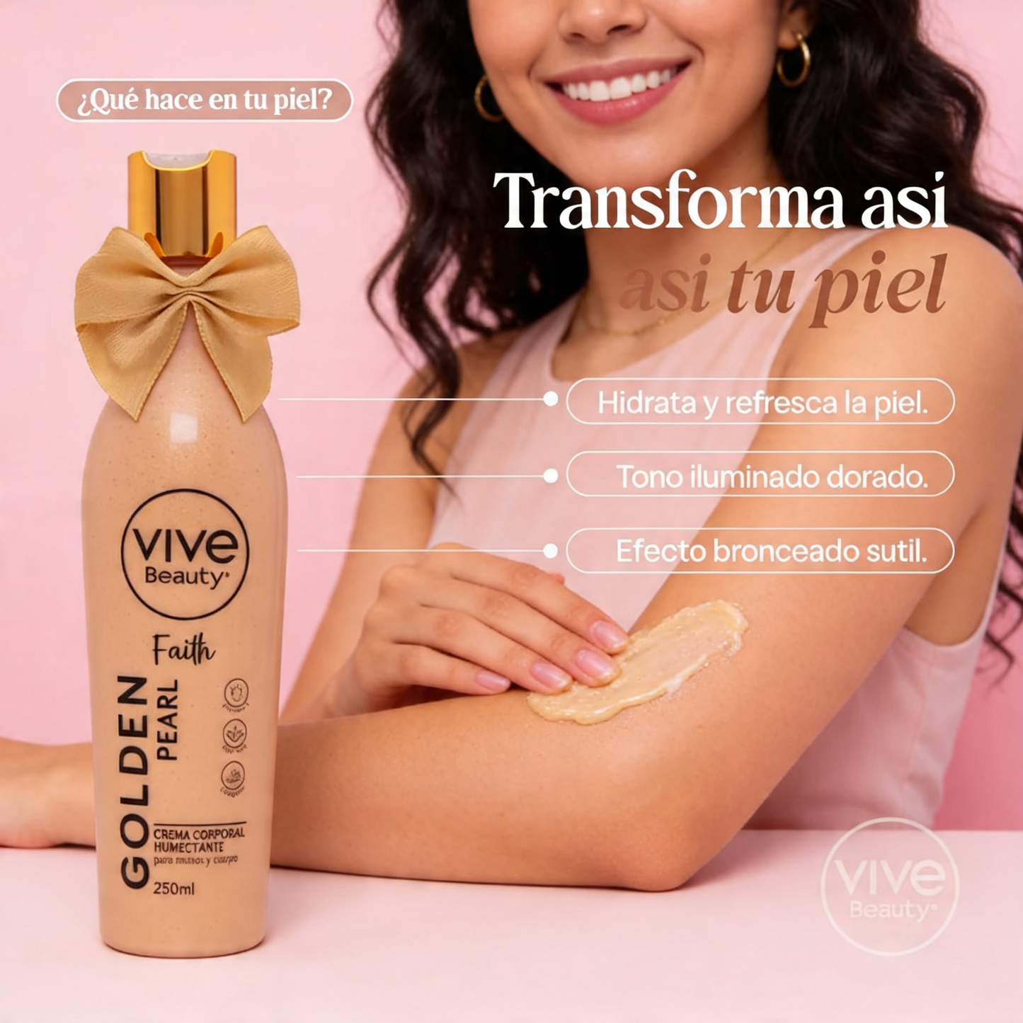 Vive Beauty Golden Pearl Faith Body Cream 250ml — Deep Moisture, Golden Sun-Kissed Shimmer & Luminous Glow