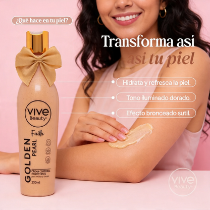 Vive Beauty Golden Pearl Faith Body Cream 250ml — Deep Moisture, Golden Sun-Kissed Shimmer & Luminous Glow