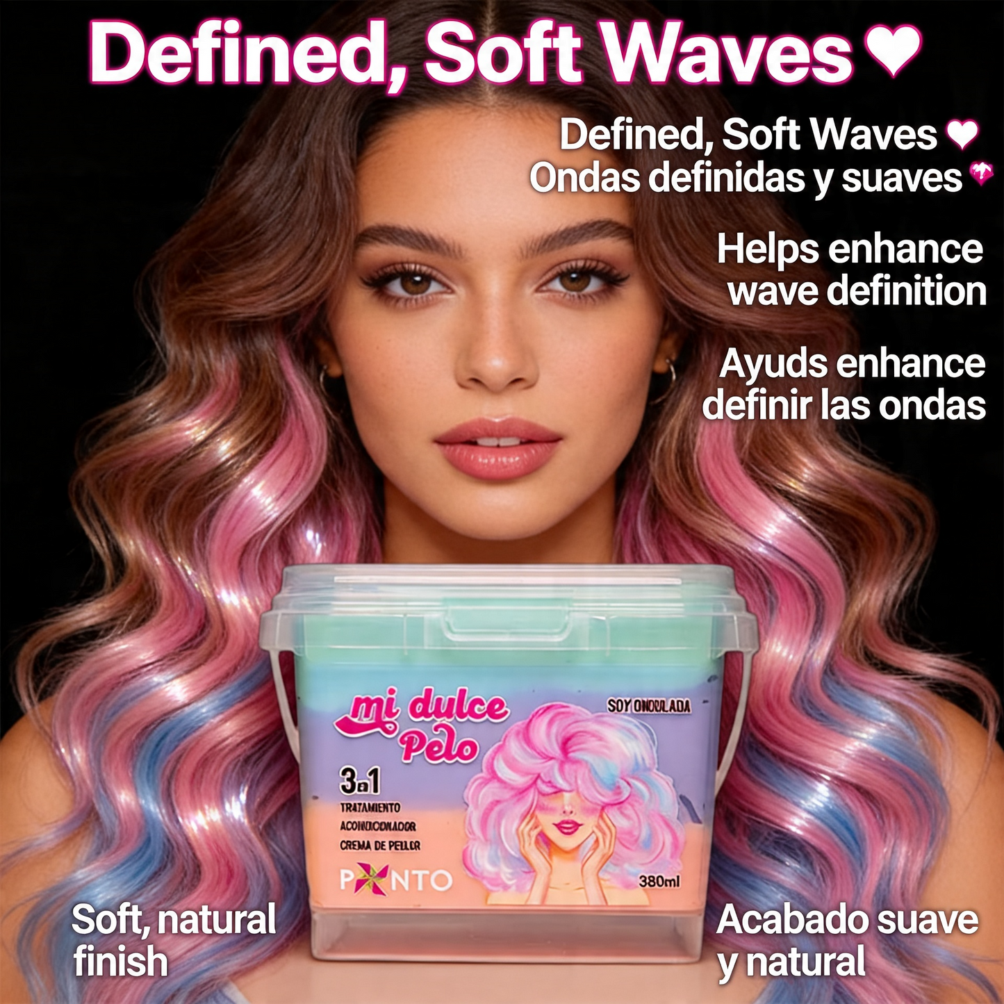 Ponto Mi Dulce Pelo – Soy Ondulada 3-in-1 Treatment – Wave Defining Mask, Conditioner & Leave-In for Frizz Control & Soft Waves