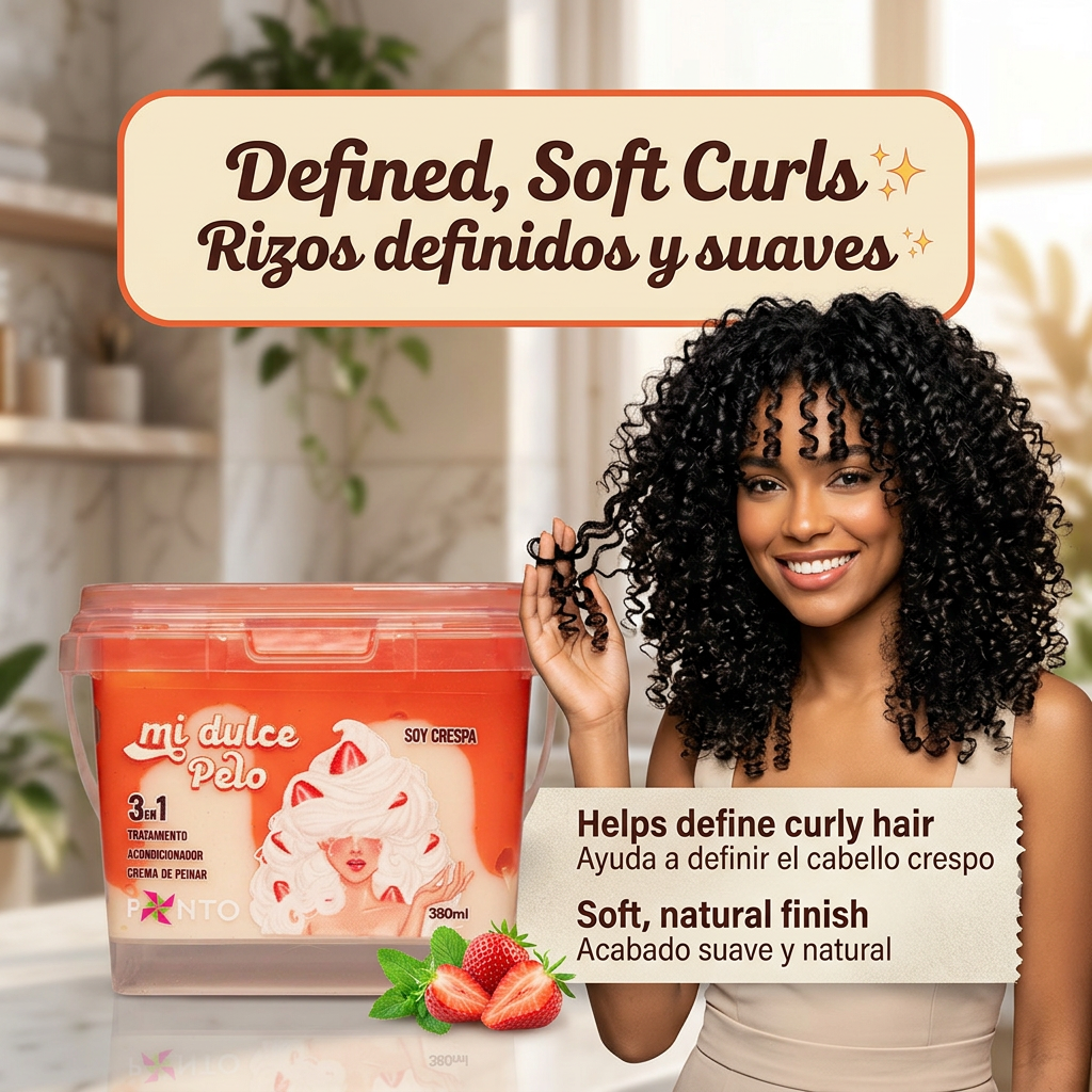 Ponto Mi Dulce Pelo – Soy Crespa 3-in-1 Treatment – Curl Defining Mask, Conditioner & Leave-In for Frizz Control & Hydration
