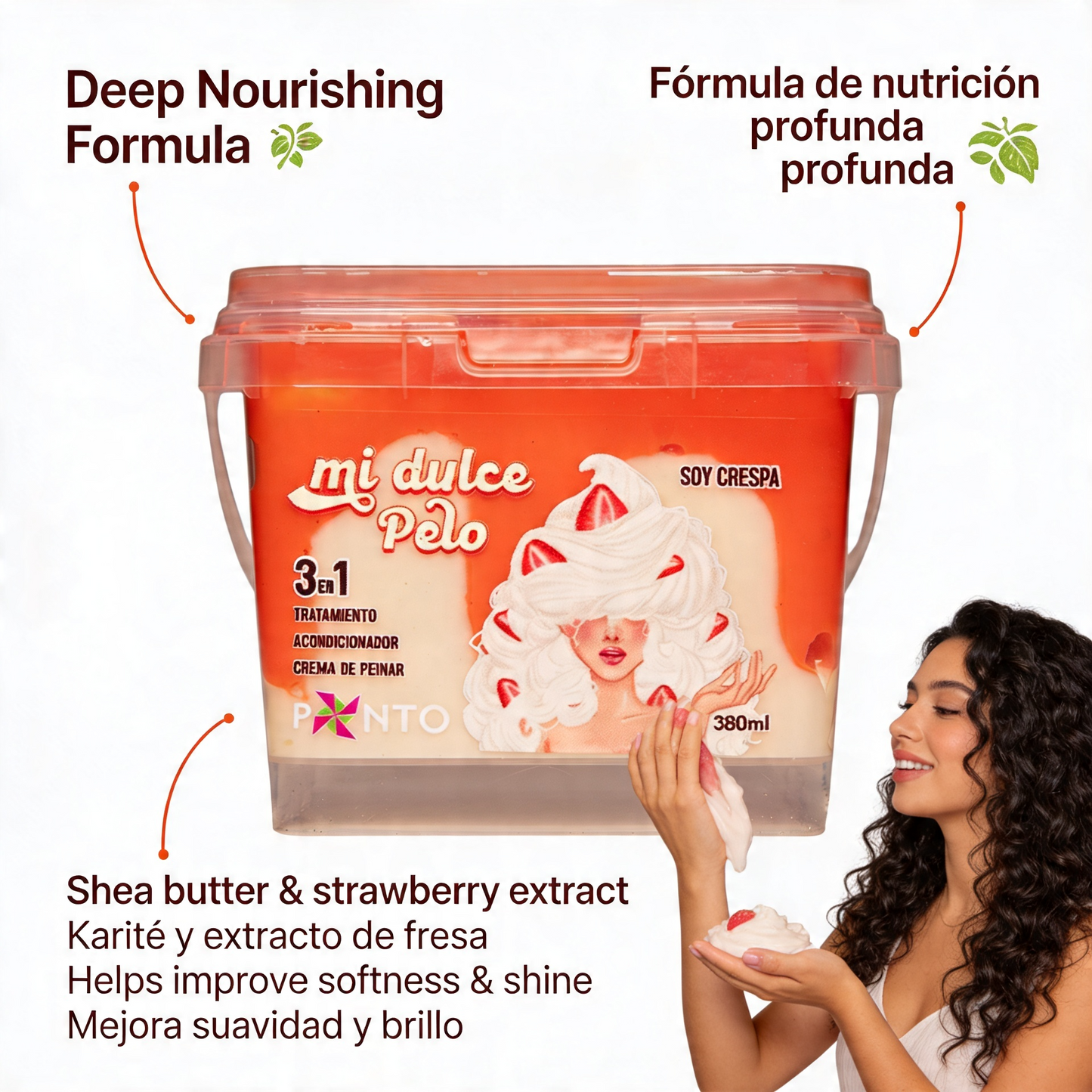 Ponto Mi Dulce Pelo – Soy Crespa 3-in-1 Treatment – Curl Defining Mask, Conditioner & Leave-In for Frizz Control & Hydration
