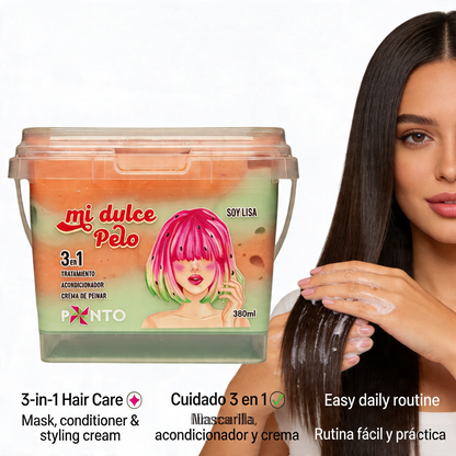 Ponto Mi Dulce Pelo – Soy Lisa 3-in-1 Treatment – Smoothing Mask, Conditioner & Leave-In for Frizz Control, Shine & Soft Hair