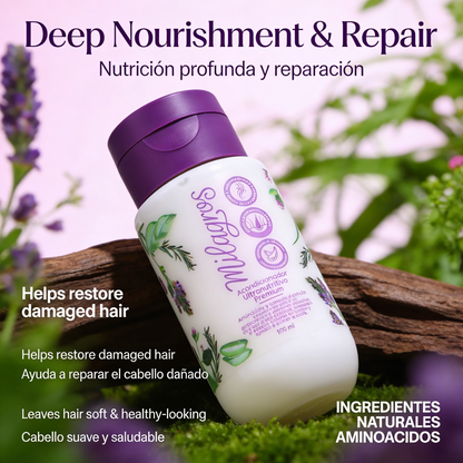 Milagros Beauty Ultra Nutritive Conditioner Mini — -85% Frizz, 89% Easier Detangling, 30-Wash Color Protection | Rosemary, Rice Extract & Amino Acids | Bleached Damaged Hair
