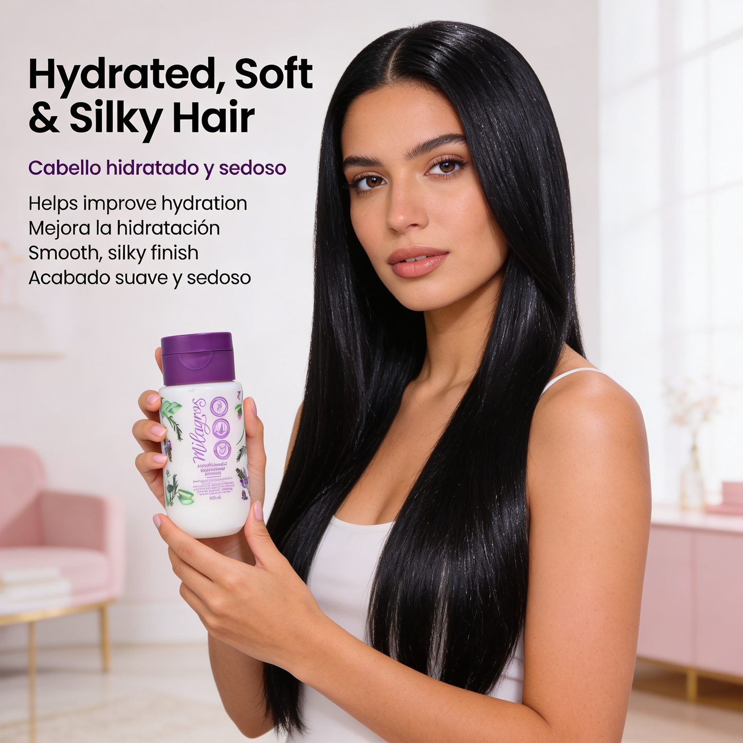 Milagros Beauty Ultra Nutritive Conditioner Mini — -85% Frizz, 89% Easier Detangling, 30-Wash Color Protection | Rosemary, Rice Extract & Amino Acids | Bleached Damaged Hair