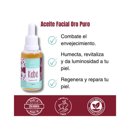 Kaba Aceite Facial Oro Puro | Hidratante, Rejuvenecedor y Antienvejecimiento - Beauty GloKaba