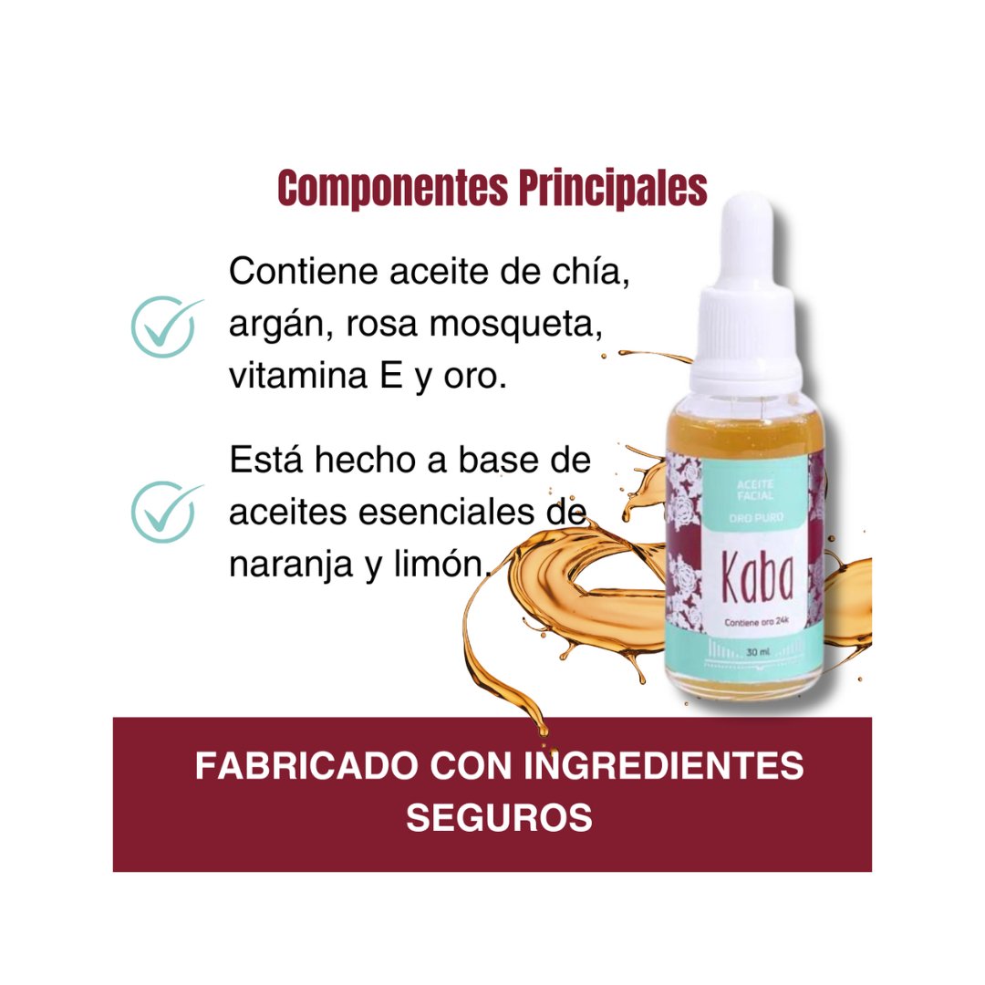 Kaba Aceite Facial Oro Puro | Hidratante, Rejuvenecedor y Antienvejecimiento - Beauty GloKaba