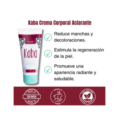 Kaba Crema Corporal Aclarante | Hidratación Intensiva y Piel Radiante - Beauty GloKaba