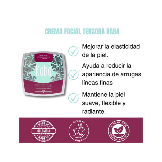 Kaba Crema Facial Antienvejecimiento Tensora | Hidratante y Reafirmante para Piel Radiante - Beauty GloKaba