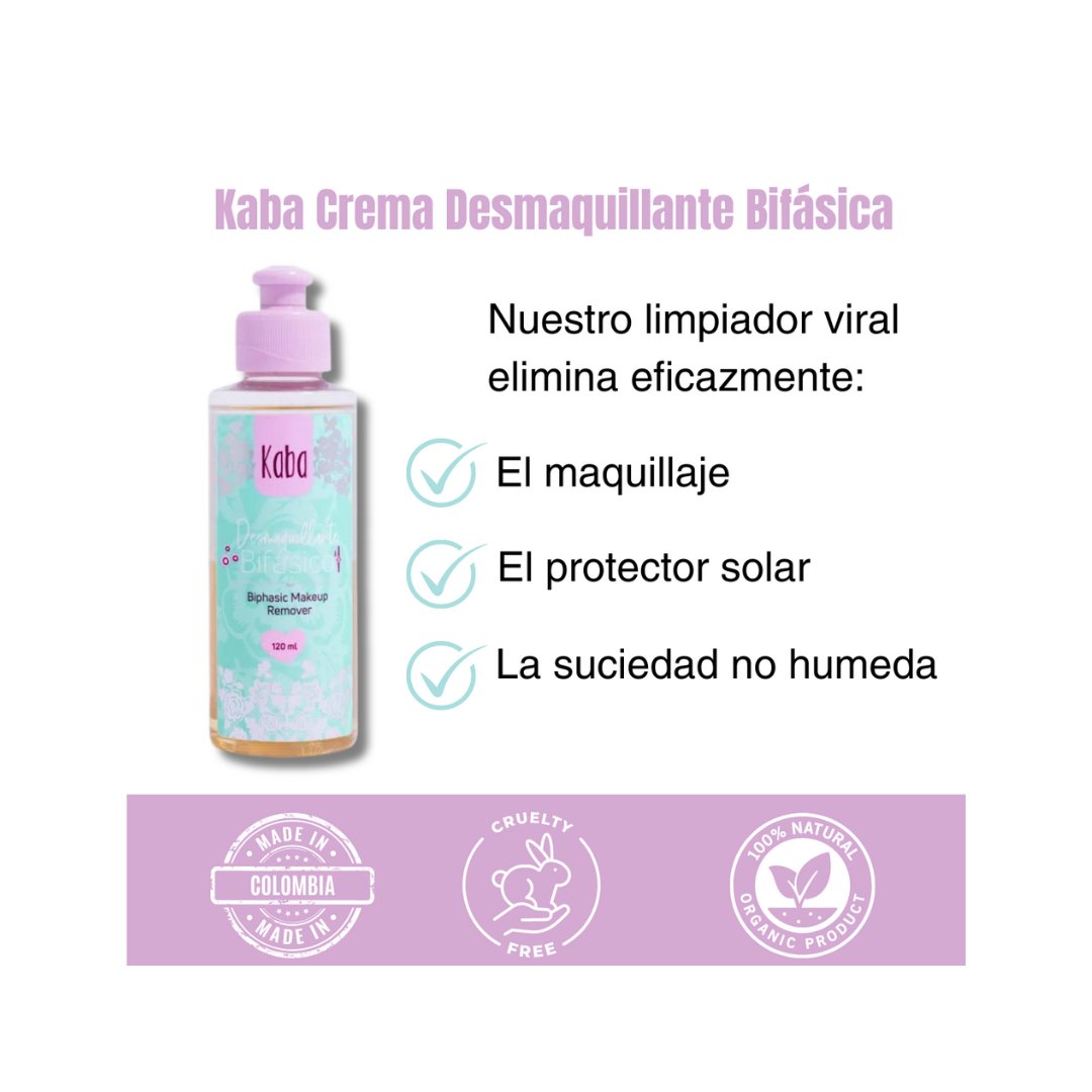 Kaba Desmaquillante Bifásico | Elimina el Maquillaje de Manera Efectiva y Suave 120ml - Beauty GloKaba