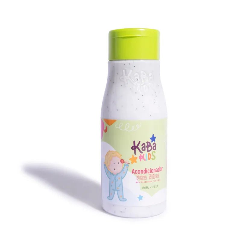 Acondicionador Kaba Kids con ceramidas y keratina, ideal para desenredar y fortalecer el cabello infantil.