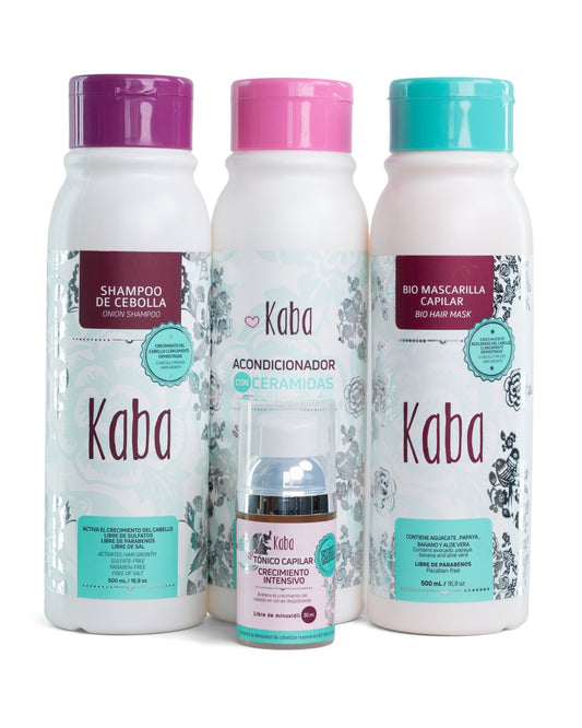 Kaba Kit Complete Hair Growth | Onion Shampoo, Conditioner, Tonic, and BioMask - Beauty GloKaba