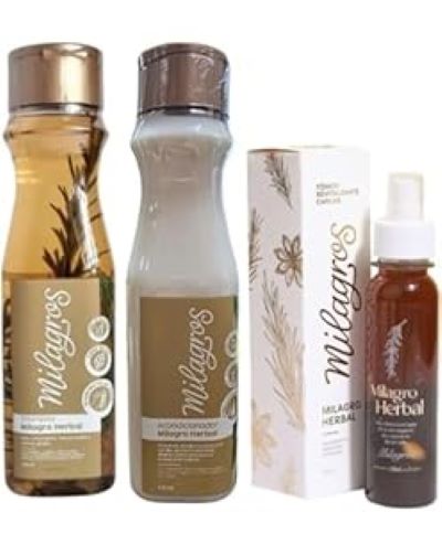 Milagros Herbal Kit: Herbal Shampoo, Acondicionador & Tonico Capilar