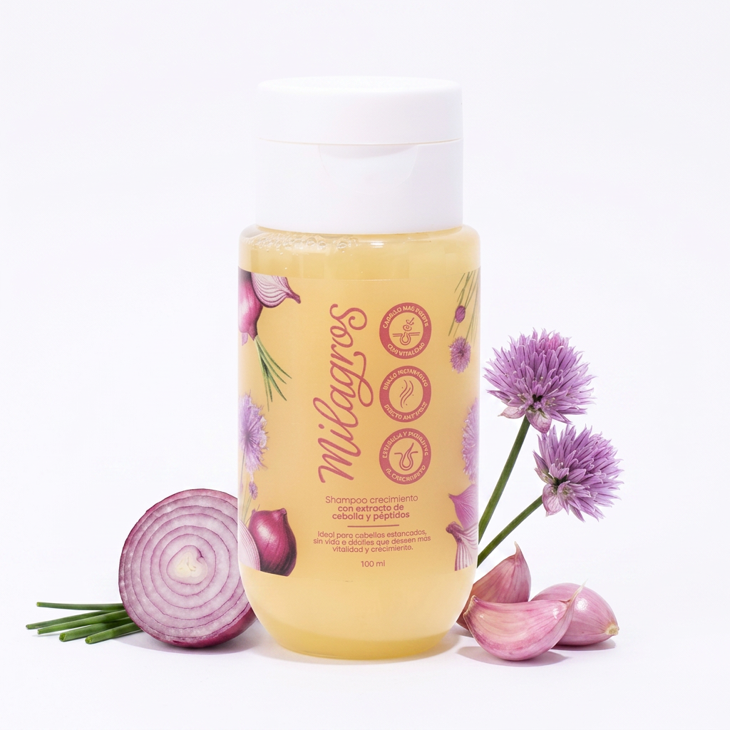 Milagros Beauty Onion & Peptide Growth Shampoo Mini — -32.8% Hair Loss, -73% Frizz | Red Onion, Ginger, Argan, Caffeine | Dermatologically Tested, Hypoallergenic, Stronger Hair