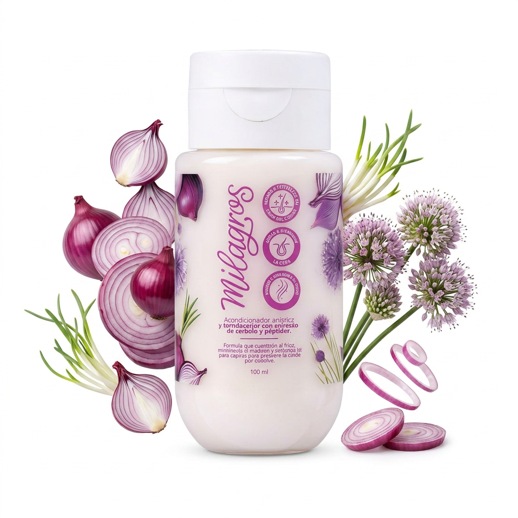 Milagros Beauty Onion & Peptide Anti-Frizz Conditioner Mini — Keratin, Amino Acids & Red Onion | Instant Detangling, Breakage Prevention, Silky Strong Hair from First Use