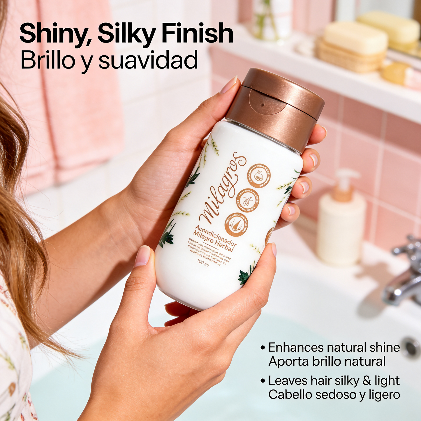 Milagros Mini Herbal Conditioner Detangling Conditioner with Romero, Rice & Amino Acids | Deep Hydration & Frizz Control