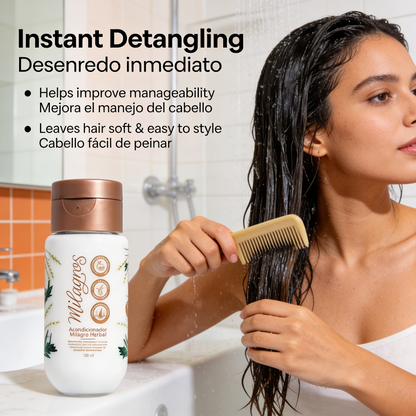 Milagros Mini Herbal Conditioner Detangling Conditioner with Romero, Rice & Amino Acids | Deep Hydration & Frizz Control