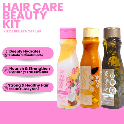 Milagros Kit | Herbal Shampoo, Emergency Hair Treatment, and Fruit - Based Hair Treatment. - Beauty GloBeauty Glo