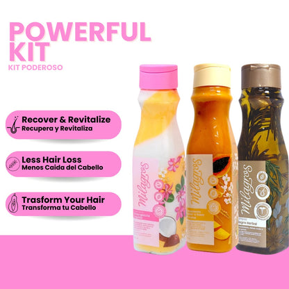 Milagros Kit | Herbal Shampoo, Emergency Hair Treatment, and Fruit - Based Hair Treatment. - Beauty GloBeauty Glo