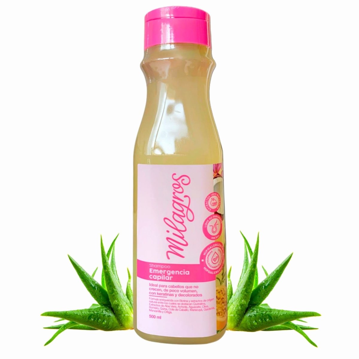 Milagros Shampoo Emergencia Capilar with Aloe Vera and Quina | Natural Shine, 250 ml - Beauty GloBeauty Glo