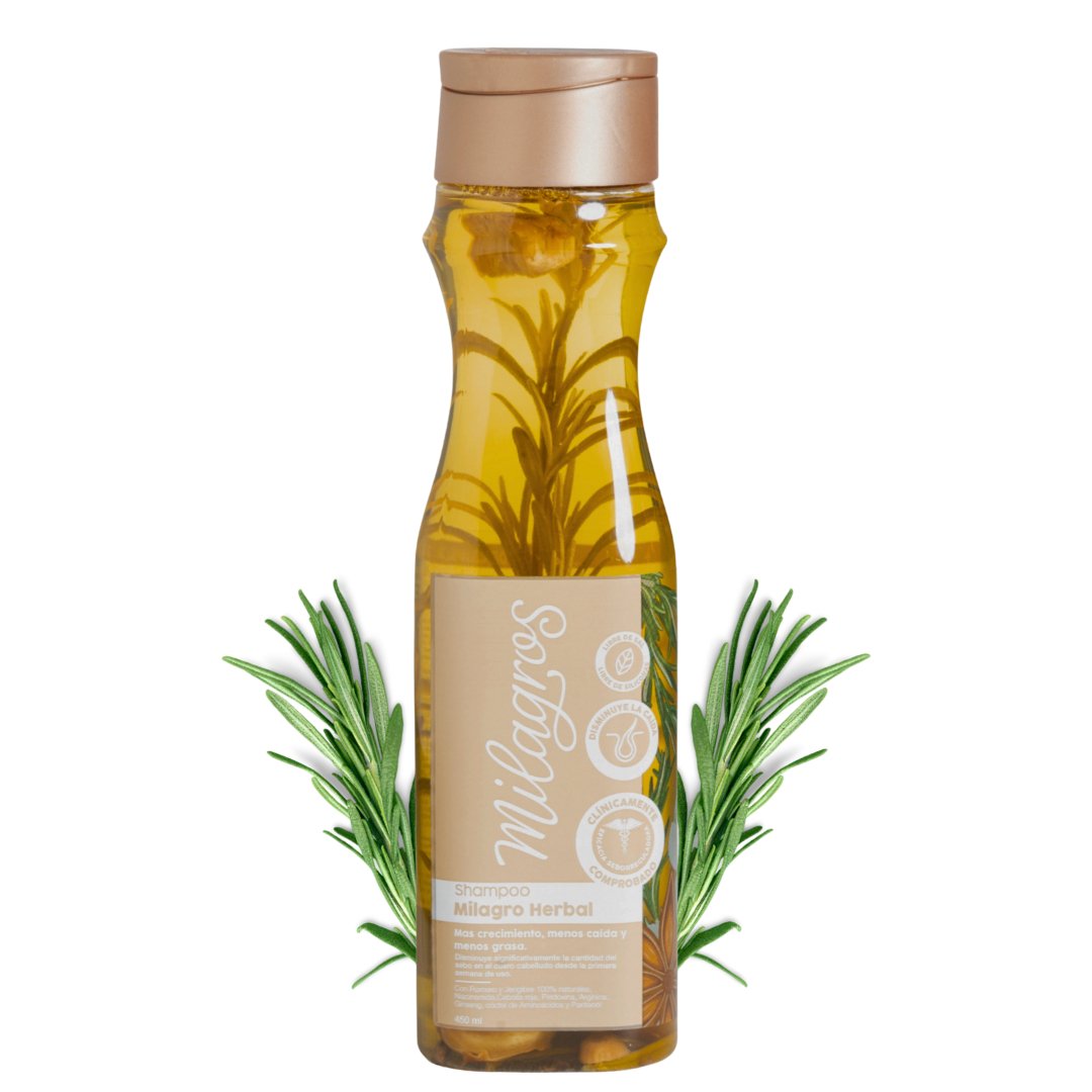 Milagros Shampoo Herbal - Rosemary and Ginger | Hair Growth and Strength - Beauty GloMilagros