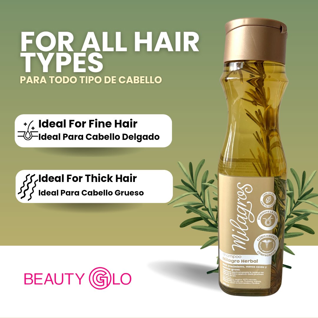 Milagros Shampoo Herbal - Rosemary and Ginger | Hair Growth and Strength - Beauty GloMilagros