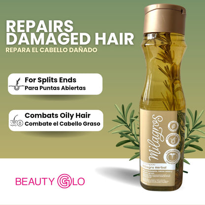 Milagros Shampoo Herbal - Rosemary and Ginger | Hair Growth and Strength - Beauty GloMilagros